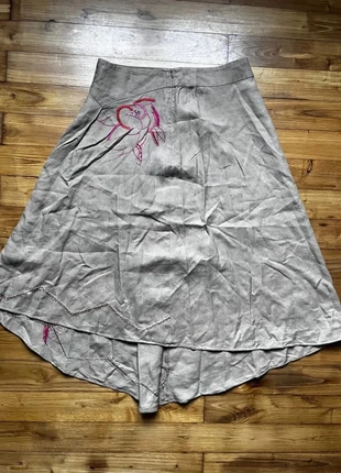 Jupe longue beige Ventilo La Colline – taille 38 – broderies & sequins roses – style bohème chic, brand: Vintage Dressing, condition: Very good, size: M / 38 / 10, €10.00, €11.20 includes Buyer Protection