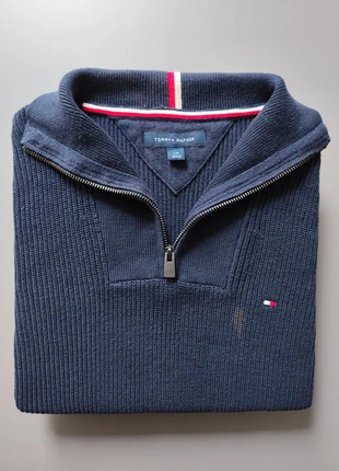 Pull half zip Tommy Hilfiger col camionneur demi zip 1/4 zip 100% coton bleu marine Taille L, marca: Tommy Hilfiger, estado: Bueno, tamaño: L, 15,00 €, 16,45 € Protección al comprador incluida