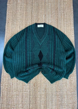 Pull Léger Col V Vert Foncé Motifs Losanges, Funky Knitwear Vintage 90s Made In Italy Taille XL, marque: Vintage Dressing, état: Très bon état, taille: XL, 25,00 €, 26,95 € Protection acheteurs (Pro) incluse