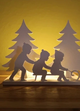 Winter Silhouet met Kinderen, merk: Fait Main, staat: Nieuw zonder prijskaartje, € 6,00, € 7,00 inclusief Kopersbescherming Pro