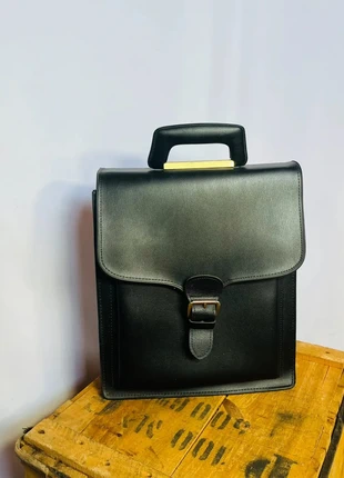 Sac Porte-Documents Cartable Rigide Noir Style Années 90 Y2K – Cuir Vintage, brand: Vintage Dressing, condition: Very good, €32.90, €35.25 includes Buyer Protection Pro
