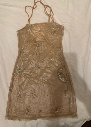 Gold Sparkly Mini Dress – Stars, Moons & Unicorn, brand: Elsie & Fred, condition: Good, size: S / UK 8-10, £8.00, £9.10 includes Buyer Protection