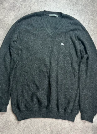 Pull Lacoste col V laine noir & gris logo brodé / Taille L, brand: Lacoste, condition: Very good, size: L, €50.00, €53.20 includes Buyer Protection