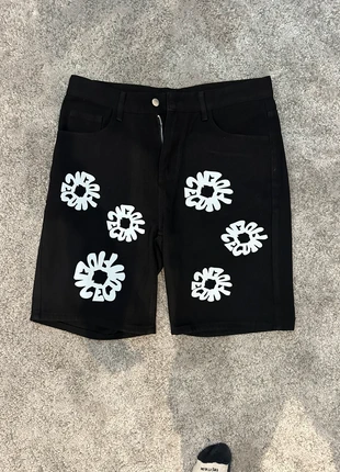 Short noir streetwear à motifs floraux blancs – style graphique Y2K, marque: Original, état: Neuf sans étiquette, taille: M, 40,00 €, 42,70 € Protection acheteurs incluse