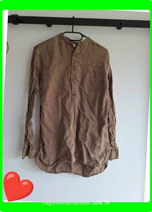R0326.Chemise col mao marron homme T S, zustand: Sehr gut, größe: S, 6,00 €, 7,00 € beinhaltet Vinted-Käuferschutz Pro