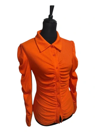 Chemise froncée Shein orange vif, brand: Shein, condition: Very good, size: S / 36 / 8, €4.00, €4.90 includes Buyer Protection