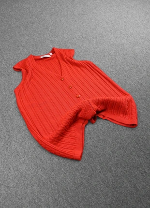 Cardigan Gilet sans Manches Vintage 80s en Maille Unie Rouge à Motifs Rayé 100% Laine (L), brand: Vintage Dressing, condizioni: Ottime, taglia: L, €24.00, €25.90 include la Protezione acquisti Pro
