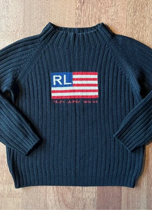 🔥 Pull Ralph Lauren Noir - American Flag RL - Femme - Taille M 🔥, marca: Ralph Lauren, estado: Muito bom, tamanho: M / 38 / 10, €50.00, €53.20 inclui Proteção do Comprador