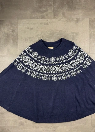 Ponchi Cape Merry Christmas Noel Maine bleu marine motif flocon Y2K Vintage oversize S-M, merk: Merry Christmas, staat: Nieuw zonder prijskaartje, maat: M / 38 / 10, € 8,00, € 9,10 inclusief Kopersbescherming