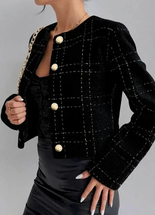 Blazer noir élégant en tweed pour femme, taille M, condition: Very good, size: M / 38 / 10, €24.90, €26.85 includes Buyer Protection