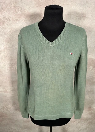 Pull Tommy Hilfiger vert sauge maille fine col en v manches longues taille L, brand: Tommy Hilfiger, condizioni: Ottime, taglia: L / IT 44 / EU 40, €12.00, €13.30 include la Protezione acquisti Pro