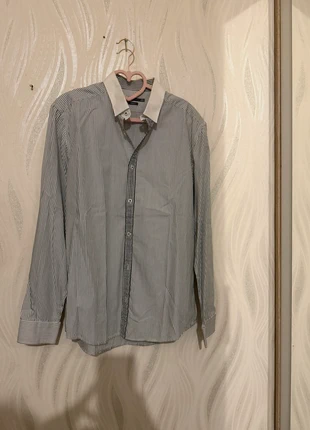 Chemise JULES 👔 fitted – col blanc contrasté – rayée noir/blanc – Taille 41/42 (L/XL), brand: Jules, condizioni: Ottime, taglia: L, €12.00, €13.30 include la Protezione acquisti