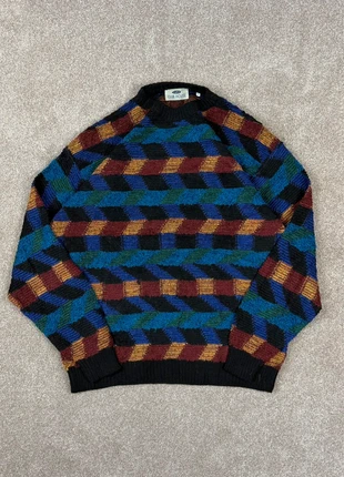 Vintage 80s/90s Navy & Red Argyle Knit Jumper – Size M – Retro Winter Sweater, brand: other, condition: Very good, size: M, £23.00, £24.85 includes Buyer Protection