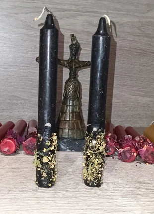 2 Bougies noires teintées masses protection cristal de roche, état: Très bon état, 6,00 €, 7,00 € Protection acheteurs incluse