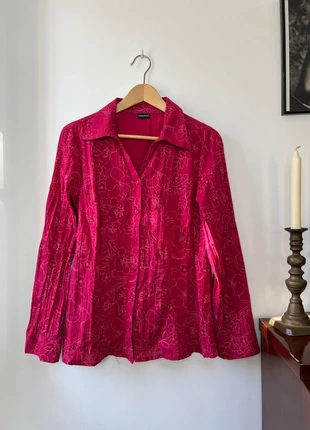 Y2K fairy core pink Fuchsia floral shirt blouse top, marque: Michele Boyard, état: Très bon état, taille: XXL / 44 / 16, 10,00 €, 11,20 € Protection acheteurs incluse