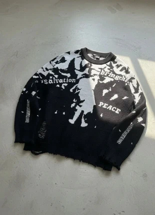 Pull Oversize Noir Délavé – Streetwear Grunge / Hiver / Franges Usées, brand: Vintage Dressing, condition: Very good, size: M, €49.90, €53.10 includes Buyer Protection