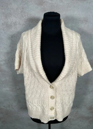 Cardigan Maille Torsadée Cable Knit Vintage Old Navy ecru col en V reliefs taille L, brand: Vintage Dressing, condition: Very good, size: L / 40 / 12, €15.00, €16.45 includes Buyer Protection Pro