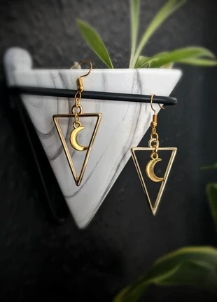 Unique Handmade Gold Triangle Moon Earrings, condition: New with tags, £4.50, £5.43 includes Buyer Protection