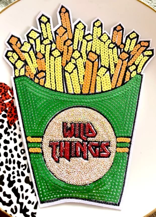 Grand patch écusson thermocollant Cornet de frite style pop pour customiser vêtements, état: Très bon état, 5,90 €, 6,90 € Protection acheteurs (Pro) incluse