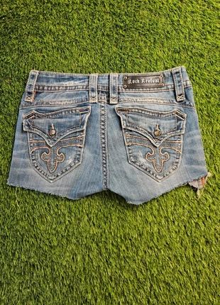 Rock Revival Y2K Embroidered Denim Mini Shorts - Bling & Vintage Western Vibes, marque: Rock Revival, état: Très bon état, taille: L / 40 / 12, 26,00 €, 28,00 € Protection acheteurs incluse
