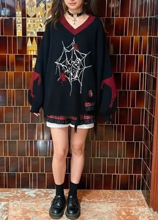 Pull noir "grunge" toile d'araignée, marke: ZOE SHOP, zustand: Sehr gut, größe: S / 36 / 8, 25,00 €, 26,95 € beinhaltet Vinted-Käuferschutz Pro