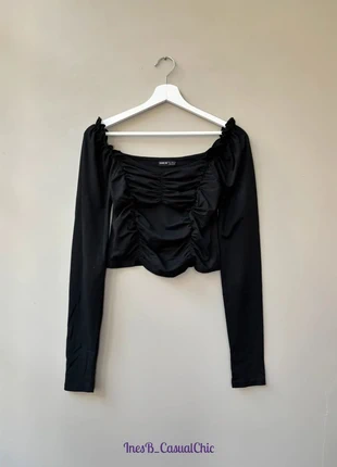 op froncé manches longues Shein noir M très bon état, merk: Shein, staat: Heel goed, maat: M / 38 / 10, € 5,00, € 5,95 inclusief Kopersbescherming