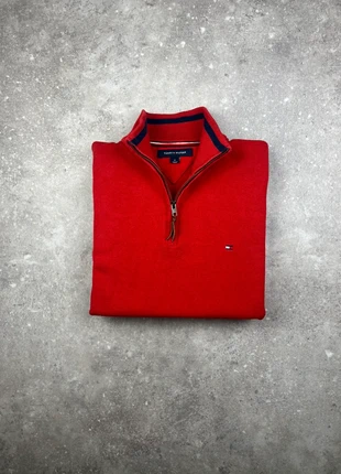 Pull Half-zip 1/4 Zip Col Camionneur Tommy Hilfiger Taille M Homme Rouge Logo Brodé 100% Coton #T130, brand: Tommy Hilfiger, condition: Very good, size: M, €39.00, €41.65 includes Buyer Protection Pro