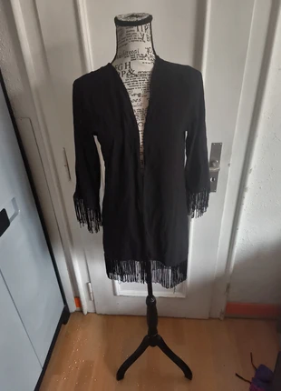 Cardigan en viscose noire bord à bord à franges Amisu Taille M neuf, merk: Amisu, staat: Nieuw zonder prijskaartje, maat: M / 38 / 10, € 3,60, € 4,48 inclusief Kopersbescherming