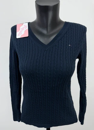 Pull col v torsadé bleu marine Tommy Hilfiger – S Femme #TommyF284, marque: Tommy Hilfiger, état: Très bon état, taille: S / 36 / 8, 19,90 €, 21,60 € Protection acheteurs (Pro) incluse