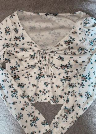 Top Court Fleuri SHEIN – Blanc, Col V & Nœud – Taille M, brand: Shein, condition: Very good, size: M / 38 / 10, €3.00, €3.85 includes Buyer Protection