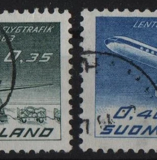 Finlandia 1963 40° Anniv. Aviazione Civile 2 Valori Usati, état: Très bon état, 1,00 €, 1,75 € Protection acheteurs incluse