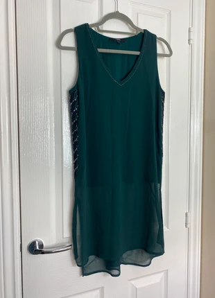 Dark green sheer beaded long tunic top size 8, brand: Next, condition: Very good, size: S / UK 8-10, £5.00, £5.95 includes Buyer Protection Pro
