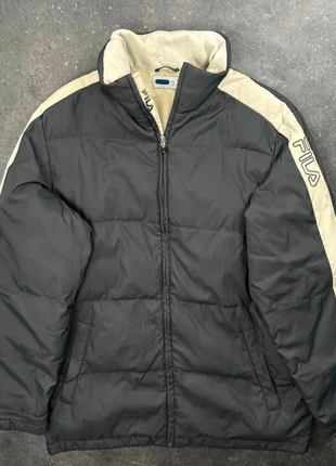Doudoune vintage Fila grise et beige logo brodé - XS homme - nylon duvet DDTD 05, merk: FILA, staat: Goed, maat: XS, € 10,00, € 11,20 inclusief Kopersbescherming Pro