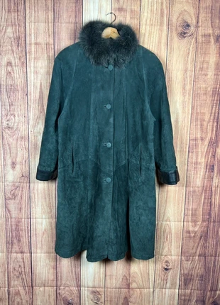 Vintage Suede Feel Trench Coat Dark Gray Faux Fur Collar Leather Cuff XL, marque: Vintage Dressing, état: Très bon état, taille: XL / 42 / 14, 60,00 €, 63,70 € Protection acheteurs incluse