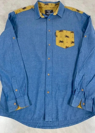 Chemise Grand Scheme bleue – détails palmiers jaunes – coton premium – taille M homme Code 030N, marque: Grand scheme, état: Très bon état, taille: M, 19,00 €, 20,65 € Protection acheteurs (Pro) incluse