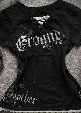 top noir goth alt à lacets et dentelle, merk: top court style alt goth y2k, staat: Heel goed, maat: M / 38 / 10, € 24,50, € 26,43 inclusief Kopersbescherming