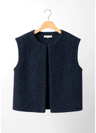 Gilet sans manches bleu marine – Laine bouclée – Neuf avec étiquette, marque: Boutique indépendante, état: Très bon état, taille: Taille unique, 22,99 €, 24,84 € Protection acheteurs incluse