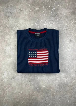 Pull Col Rond Côtelé Polo Ralph Lauren Taille XL Femme Bleu Marine Drapeau Flag Américain Coton #F71, marque: Ralph Lauren, état: Très bon état, taille: XL / 42 / 14, 90,00 €, 95,20 € Protection acheteurs (Pro) incluse