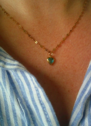 Petit coeur bleu turquoise 🌟 collier acier inoxydable réglable ajustable doré, marke: acier inoxydable, zustand: Sehr gut, 8,00 €, 9,10 € beinhaltet Vinted-Käuferschutz Pro