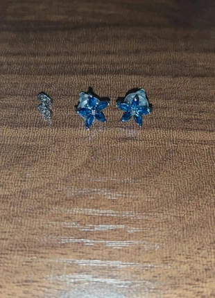 Boucles d'oreilles fleurs bleues et argenté neuves, condition: New without tags, €15.00, €16.45 includes Buyer Protection
