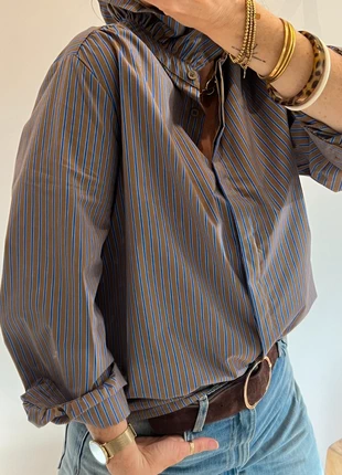 Chemise col victorien camel/rayures bleues - Taille L- Honoré!*53iL, marque: Boutique Parisienne, état: Neuf avec étiquette, taille: L / 40 / 12, 32,00 €, 34,30 € Protection acheteurs (Pro) incluse