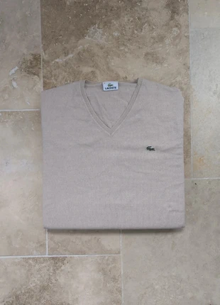 Pull col V Lacoste - Homme XXL - Beige/crème - 50% laine 50% acrylique, marque: Lacoste, état: Bon état, taille: XXL, 32,00 €, 34,30 € Protection acheteurs (Pro) incluse