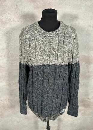 Pull Maille Torsadée Cable Knit Vintage Superdry gris clair foncé texturé taille L, marca: Superdry, estado: Muito bom, tamanho: L / 40 / 12, €14.00, €15.40 inclui Proteção do Comprador Pro