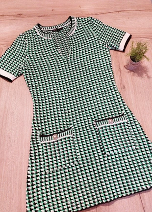 💚 Robe Maje jacquard vert & noir – T36 (parfait état), marque: Maje, état: Très bon état, taille: S / 36 / 8, 55,00 €, 58,45 € Protection acheteurs incluse