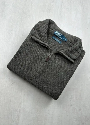 Pull half zip col camionneur Ralph Lauren gris chiné patchs coudes XL homme vintage preppy, brand: Ralph Lauren, condizioni: Ottime, taglia: XL, €28.00, €30.10 include la Protezione acquisti Pro