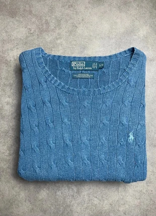 Sweat Pull torsadée col rond en maille homme | Ralph Lauren | L bleu| logo bleu coton |#RL312, brand: Ralph Lauren, condition: Very good, size: L, €50.99, €54.24 includes Buyer Protection