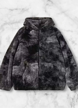 Veste polaire zippée à capuche noire effet fourrure taille M style hiver streetwear oversize vintage, marque: y2k, état: Très bon état, taille: M, 50,00 €, 53,20 € Protection acheteurs (Pro) incluse