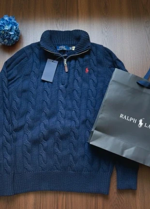 Polo Ralph Lauren Cable-Knit Quarter-Zip Sweater in Dark Navy – Premium & Timeless, marque: Ralph Lauren, état: Neuf avec étiquette, taille: M, 59,95 €, 63,65 € Protection acheteurs incluse