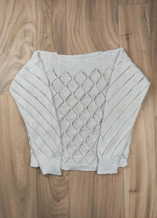 Pull col ras de cou, ajouré blanc cassé vintage années 80, Y2K, coton, taille M femme, staat: Heel goed, maat: M / 38 / 10, € 7,00, € 8,05 inclusief Kopersbescherming Pro