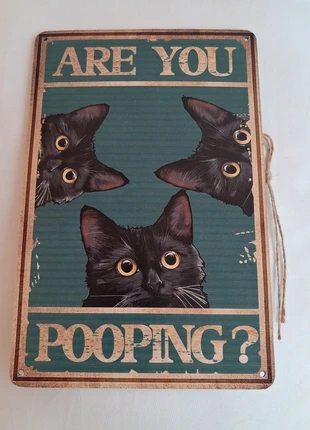 Plaque en bois, Chat qui vous traque même aux toilettes, vous etes chez eux, humour sarcasme, marque: chat noir, état: Neuf sans étiquette, 6,00 €, 7,00 € Protection acheteurs incluse